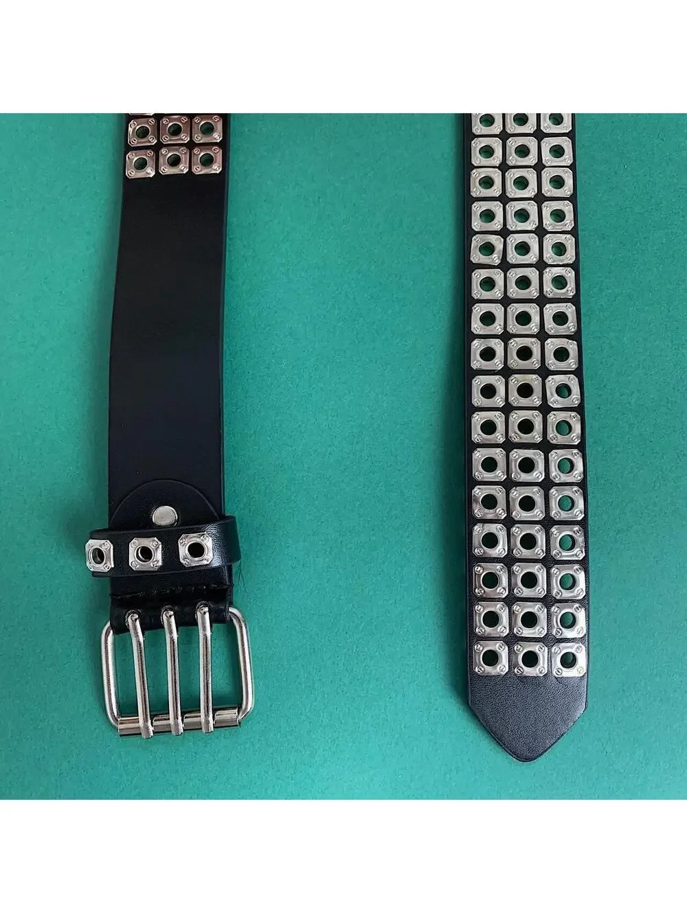 Cyber Grunge y2k 2000s style light silver studded belt. Nice quality. 42 inches